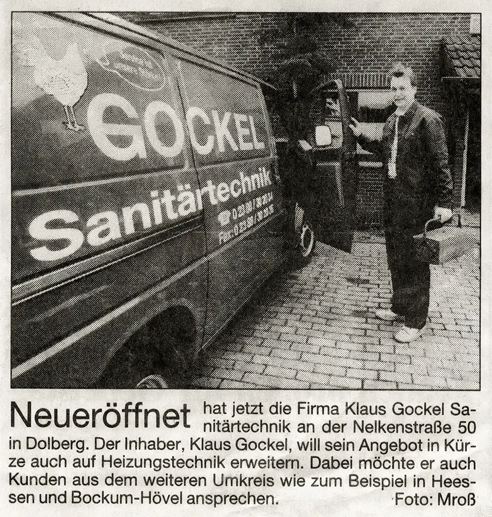 Klaus Gockel Sanitärtechnik Geschichte Zeitungsartikel
